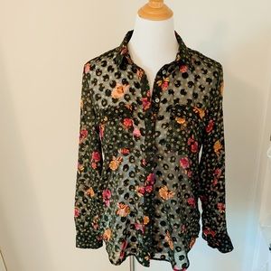 LOFT Sexy see through floral & dotted blouse